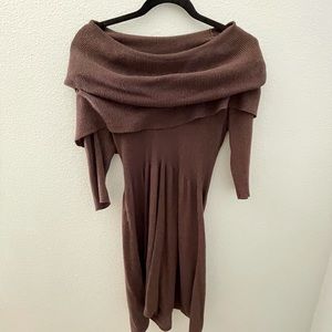 Nordstrom Laurie B. Women’s Cozy Brown Sweater Dress with cowl neck shirt